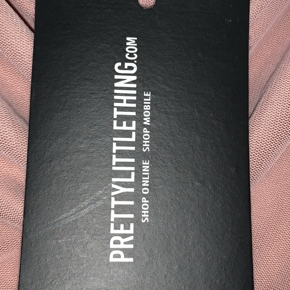 NWT Pretty Little Thing size 18 dusty rose mesh ruched Bardot bodycon dr… - Picture 4 of 9